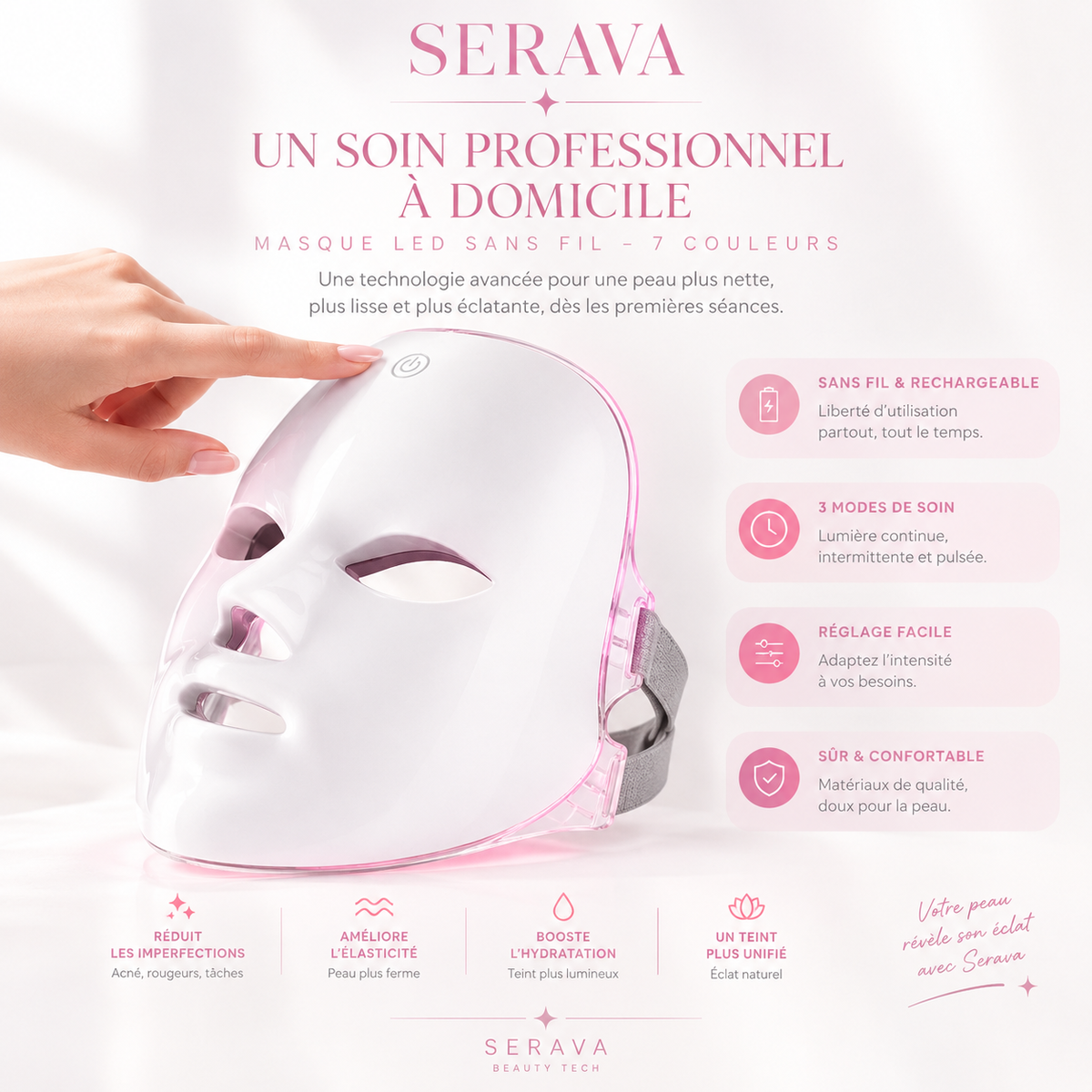 Masque LED Visage 7 Couleurs SERAVA